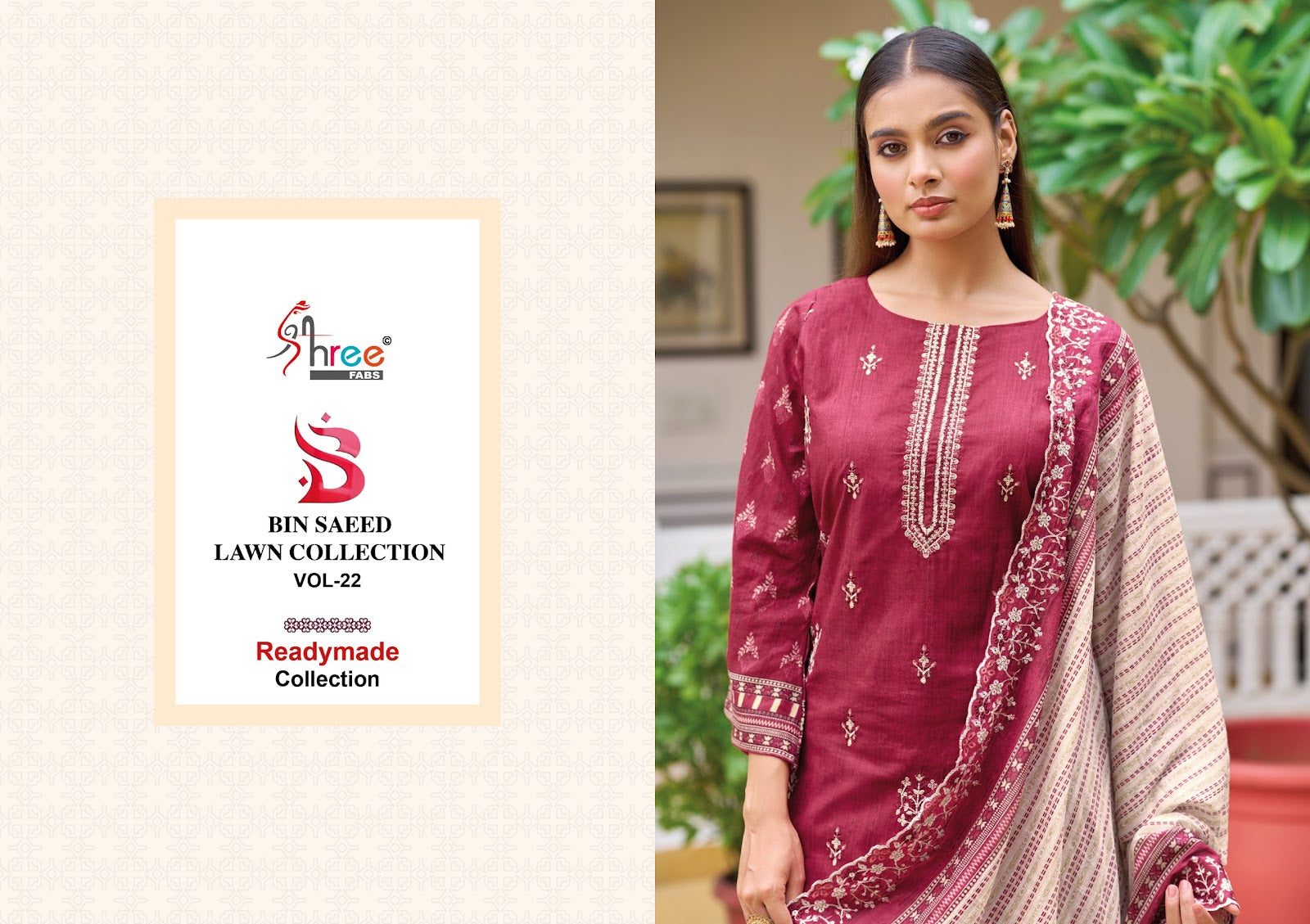 Bin Saeed Lawn Collection Vol 22 Shree Fabs Pure Cotton Pakistani Readymade Suits Supplier