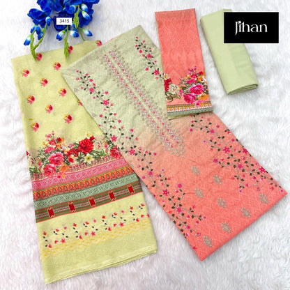 Bin Saeed Lawn Printed Dupatta Collection 3414-3415 Jihan Pure Lawn Pakistani Salwar Suits Manufacturer Gujarat