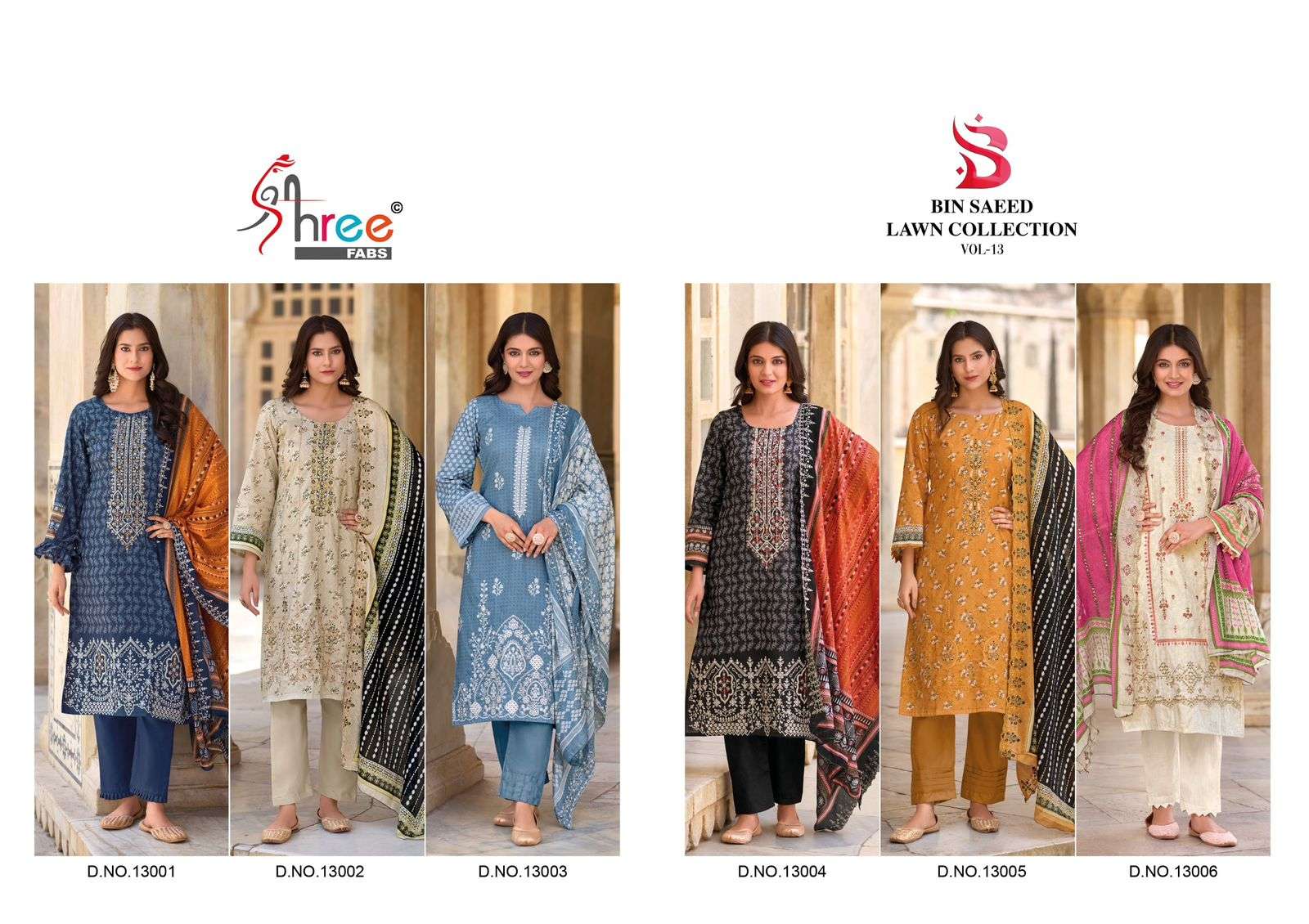 Bin Saeed Lawn Collection Vol 13 Shree Fabs Cotton Karachi Salwar Suits Manufacturer Gujarat