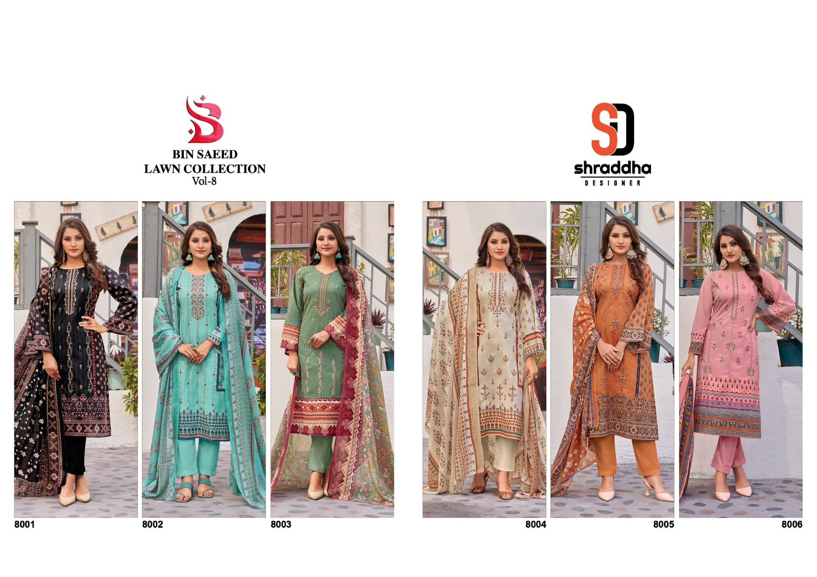Bin Saeed Lawn Vol 8 Shraddha Designer Cotton Karachi Salwar Suits