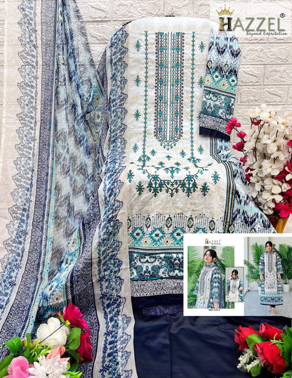 Bin Saeed Luxury Lawn Collection 4-0107 Hazzel Lawn Cotton Pakistani Salwar Suits Wholesale Rate
