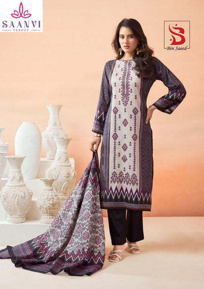 Bin Saeed Mahnoor Vol 6 Saanvi Pure Lawn Karachi Salwar Suits Wholesaler Ahmedabad