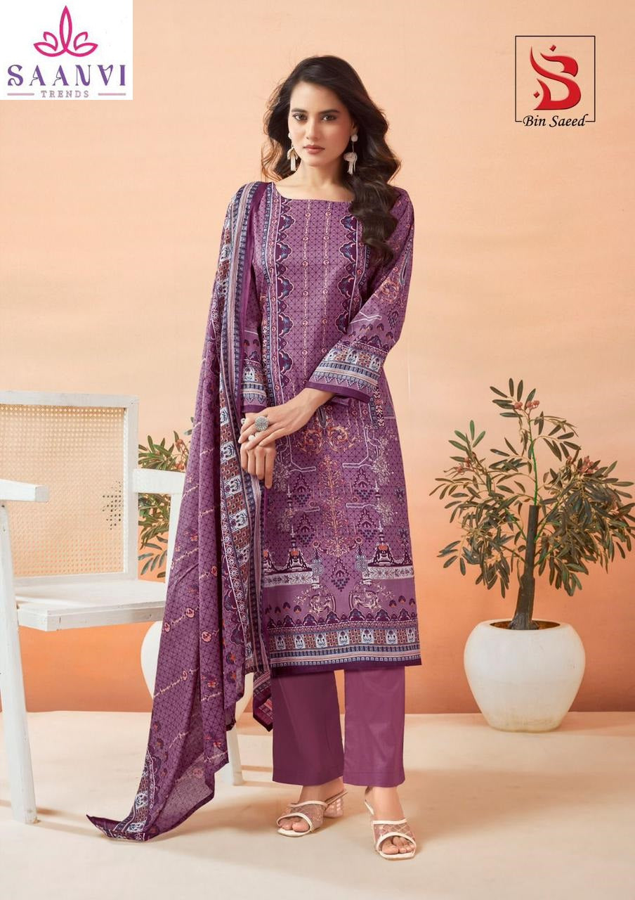 Bin Saeed Mahnoor Vol 6 Saanvi Pure Lawn Karachi Salwar Suits Wholesaler Ahmedabad