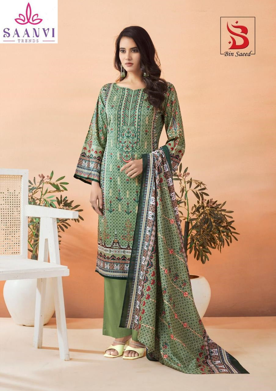 Bin Saeed Mahnoor Vol 6 Saanvi Pure Lawn Karachi Salwar Suits Wholesaler Ahmedabad