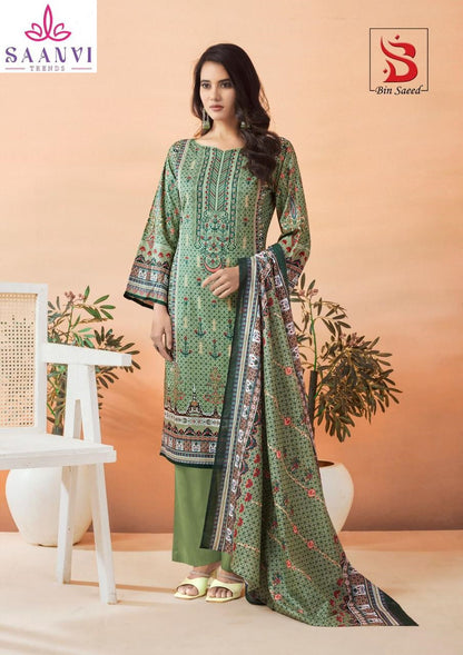Bin Saeed Mahnoor Vol 6 Saanvi Pure Lawn Karachi Salwar Suits Wholesaler Ahmedabad