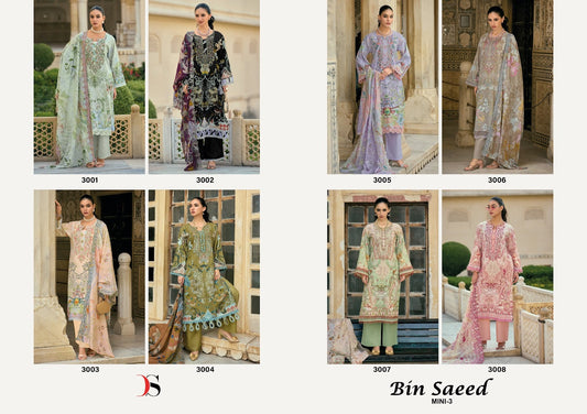 Bin Saeed Mini 3 Deepsy Cotton Pakistani Salwar Suits Wholesaler