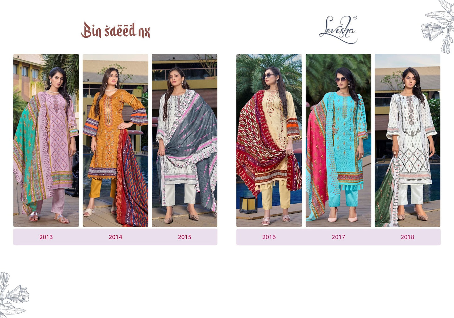 Bin Saeed Nx Levisha Cambric Cotton Karachi Salwar Suits Supplier India