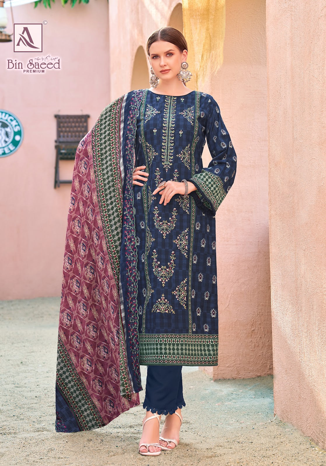 Bin Saeed Premium Alok Cambric Cotton Karachi Salwar Suits Manufacturer Ahmedabad