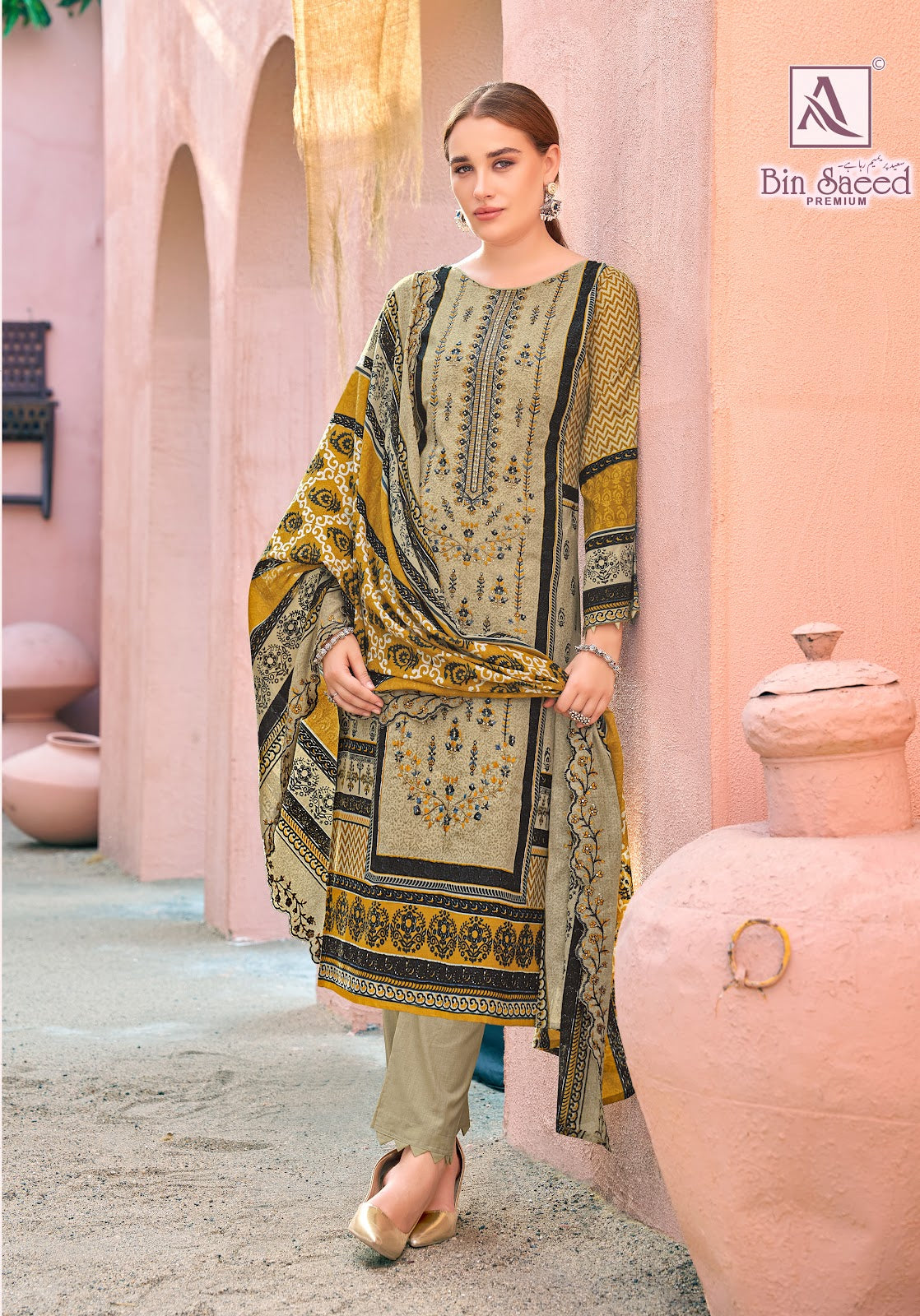 Bin Saeed Premium Alok Cambric Cotton Karachi Salwar Suits Manufacturer Ahmedabad