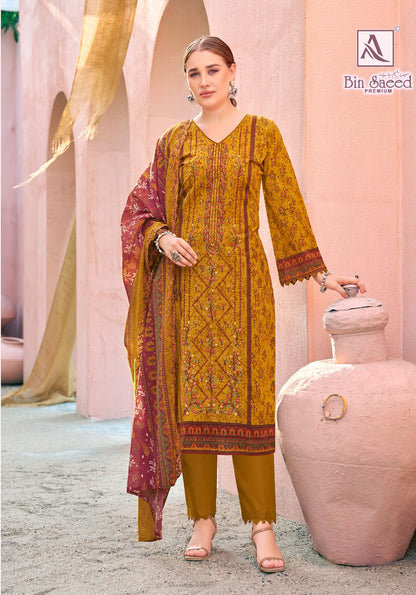 Bin Saeed Premium Alok Cambric Cotton Karachi Salwar Suits Manufacturer Ahmedabad