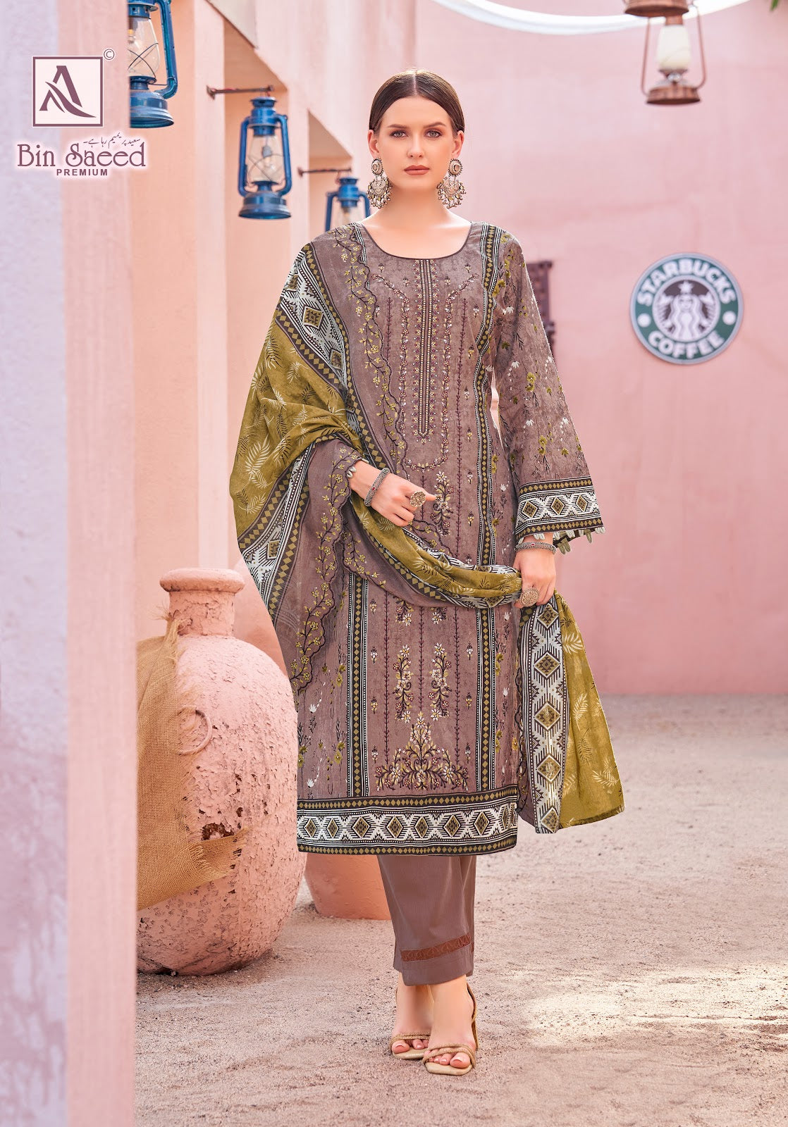 Bin Saeed Premium Alok Cambric Cotton Karachi Salwar Suits Manufacturer Ahmedabad