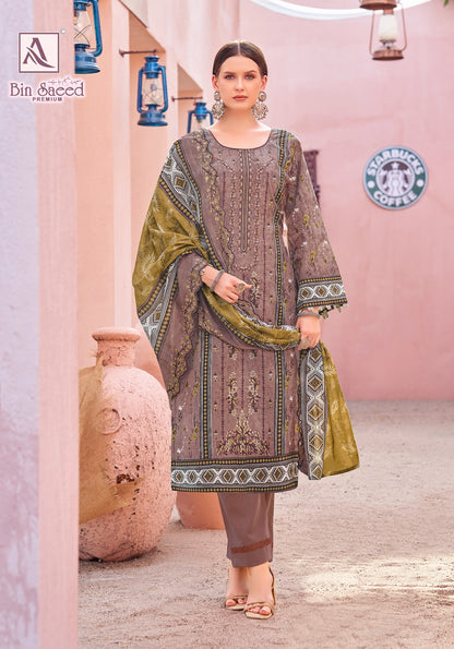 Bin Saeed Premium Alok Cambric Cotton Karachi Salwar Suits Manufacturer Ahmedabad