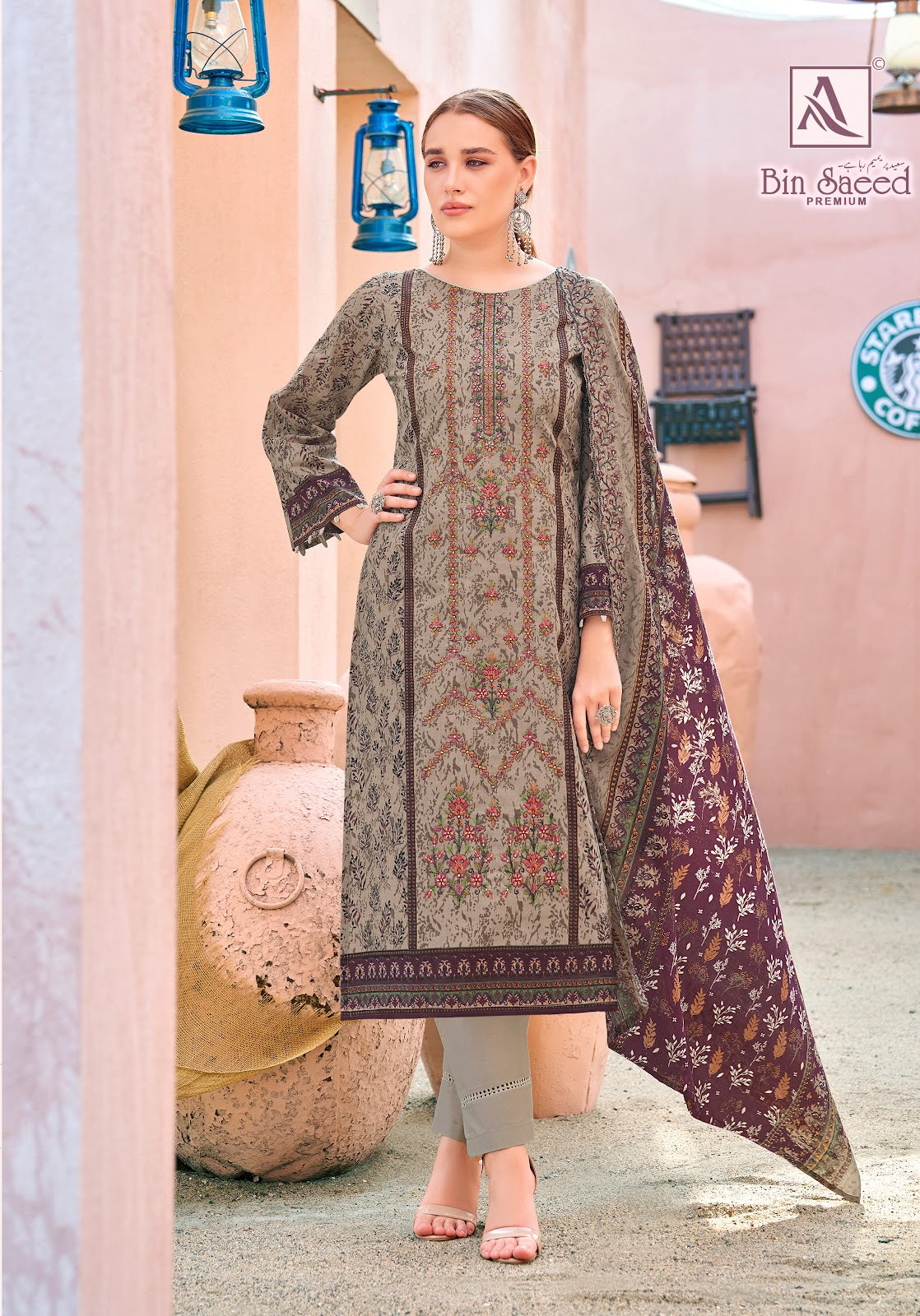 Bin Saeed Premium Alok Cambric Cotton Karachi Salwar Suits Manufacturer Ahmedabad