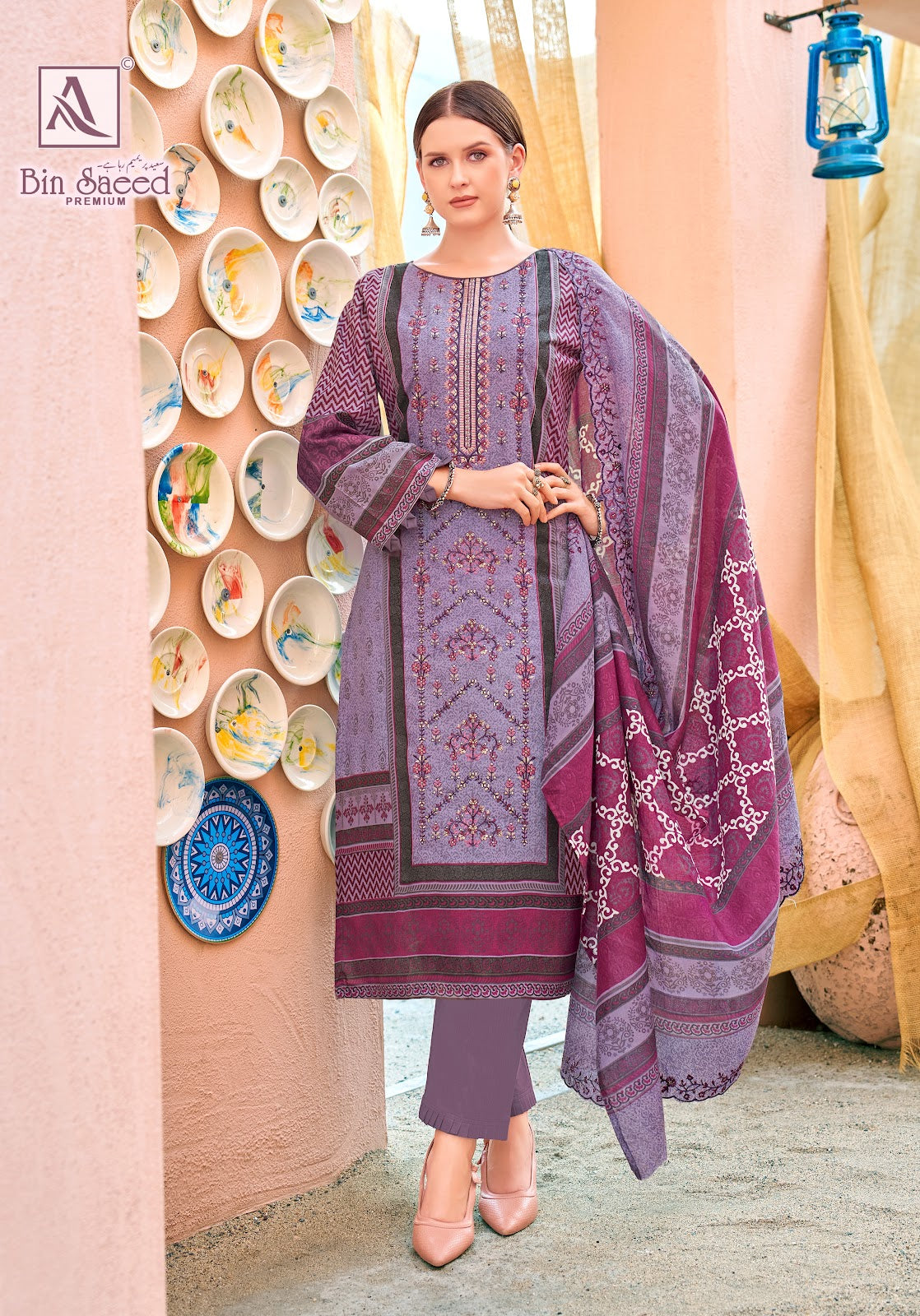 Bin Saeed Premium Alok Cambric Cotton Karachi Salwar Suits Manufacturer Ahmedabad
