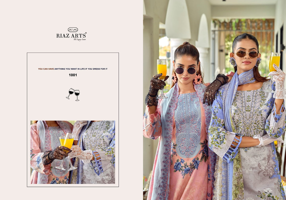 Bin Saeed Premium Riaz Art Lawn Cotton Karachi Salwar Suits Manufacturer Ahmedabad