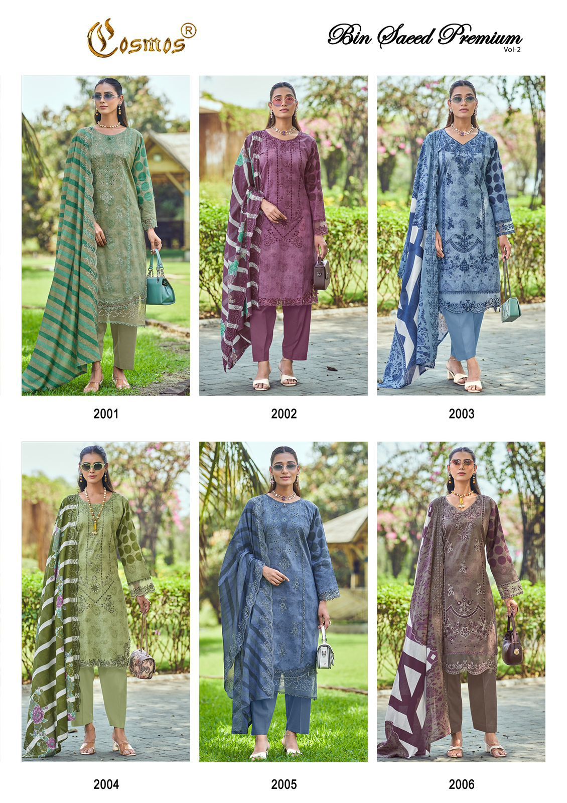 Bin Saeed Premium Vol 2 Cosmos Fashion Lawn Cotton Karachi Salwar Suits Manufacturer