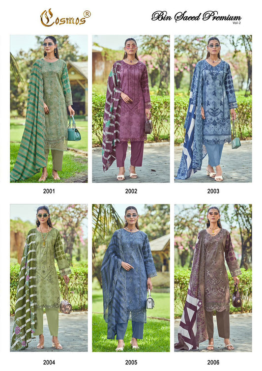 Bin Saeed Premium Vol 2 Cosmos Fashion Lawn Cotton Karachi Salwar Suits Manufacturer