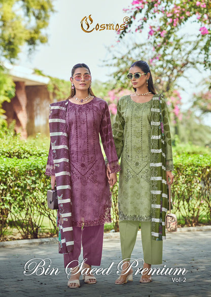 Bin Saeed Premium Vol 2 Cosmos Fashion Lawn Cotton Karachi Salwar Suits Manufacturer