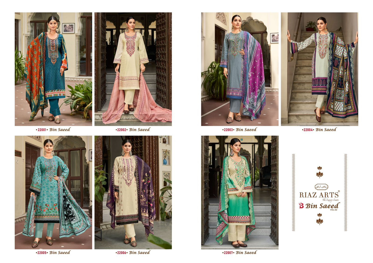 Bin Saeed Vol 2 Riaz Art Cotton Pant Style Suits Manufacturer Ahmedabad