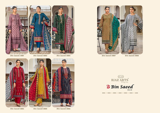 Bin Saeed Vol 03 Riaz Art Pure Cotton Karachi Salwar Suits Supplier India