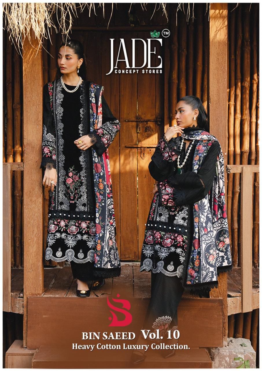 Bin Saeed Vol 10 Heavy Cotton Luxury Collection Jade Lawn Karachi Readymade Suits Wholesaler