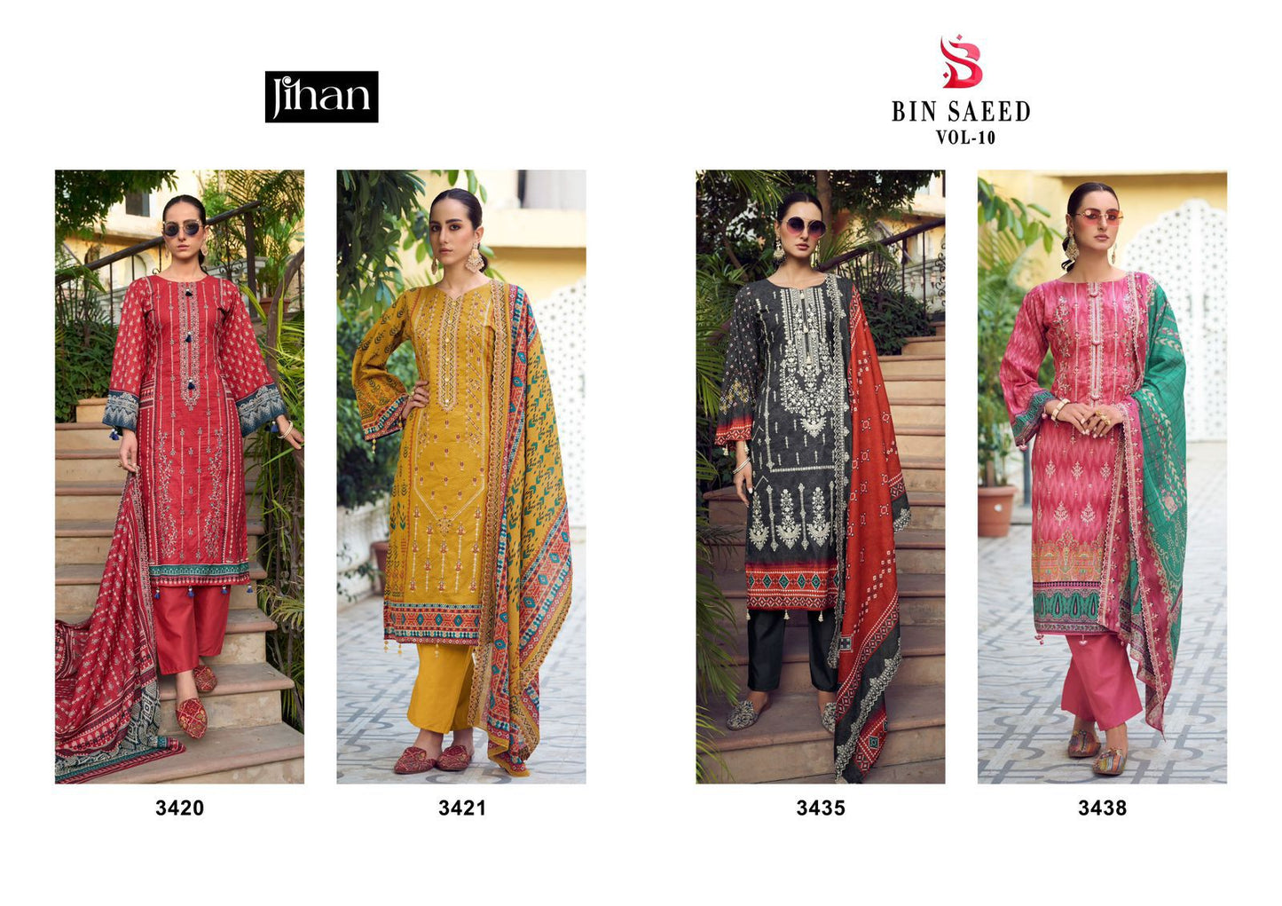 Bin Saeed Vol 10 Jihan Pure Lawn Karachi Salwar Suits Wholesale Rate