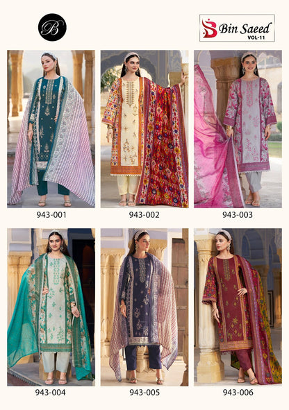 Bin Saeed Vol 11 Belliza Designer Studio Cotton Karachi Salwar Suits Supplier