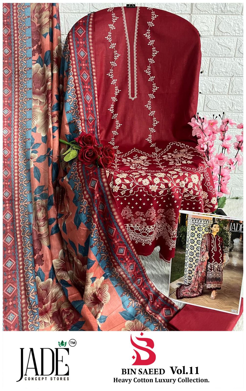 Bin Saeed Vol 11 Heavy Cotton Luxury Collection Jade Heavy Lawn Karachi Salwar Suits Wholesale