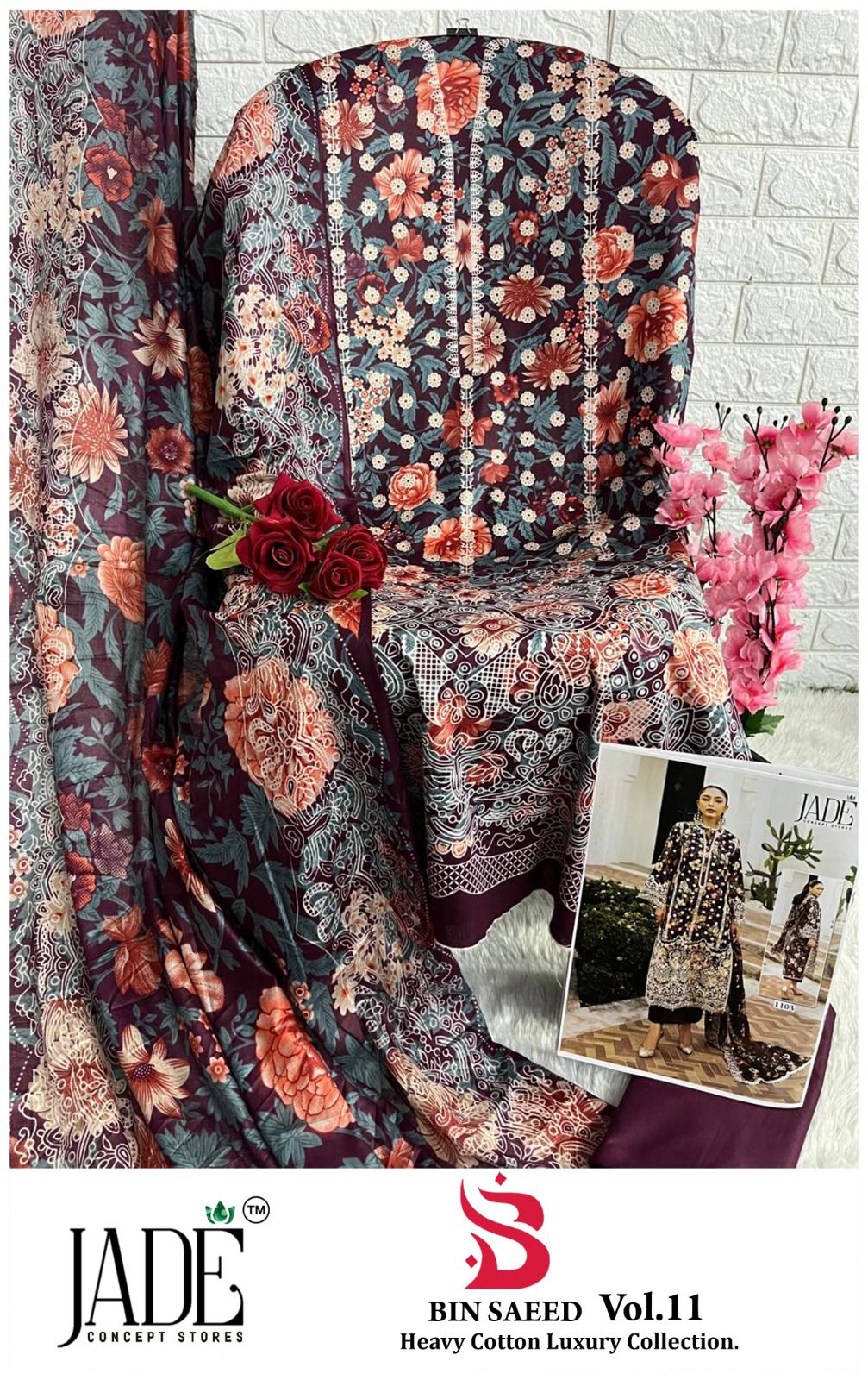 Bin Saeed Vol 11 Heavy Cotton Luxury Collection Jade Heavy Lawn Karachi Salwar Suits Wholesale