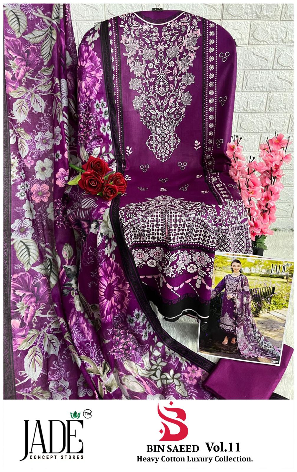 Bin Saeed Vol 11 Heavy Cotton Luxury Collection Jade Heavy Lawn Karachi Salwar Suits Wholesale