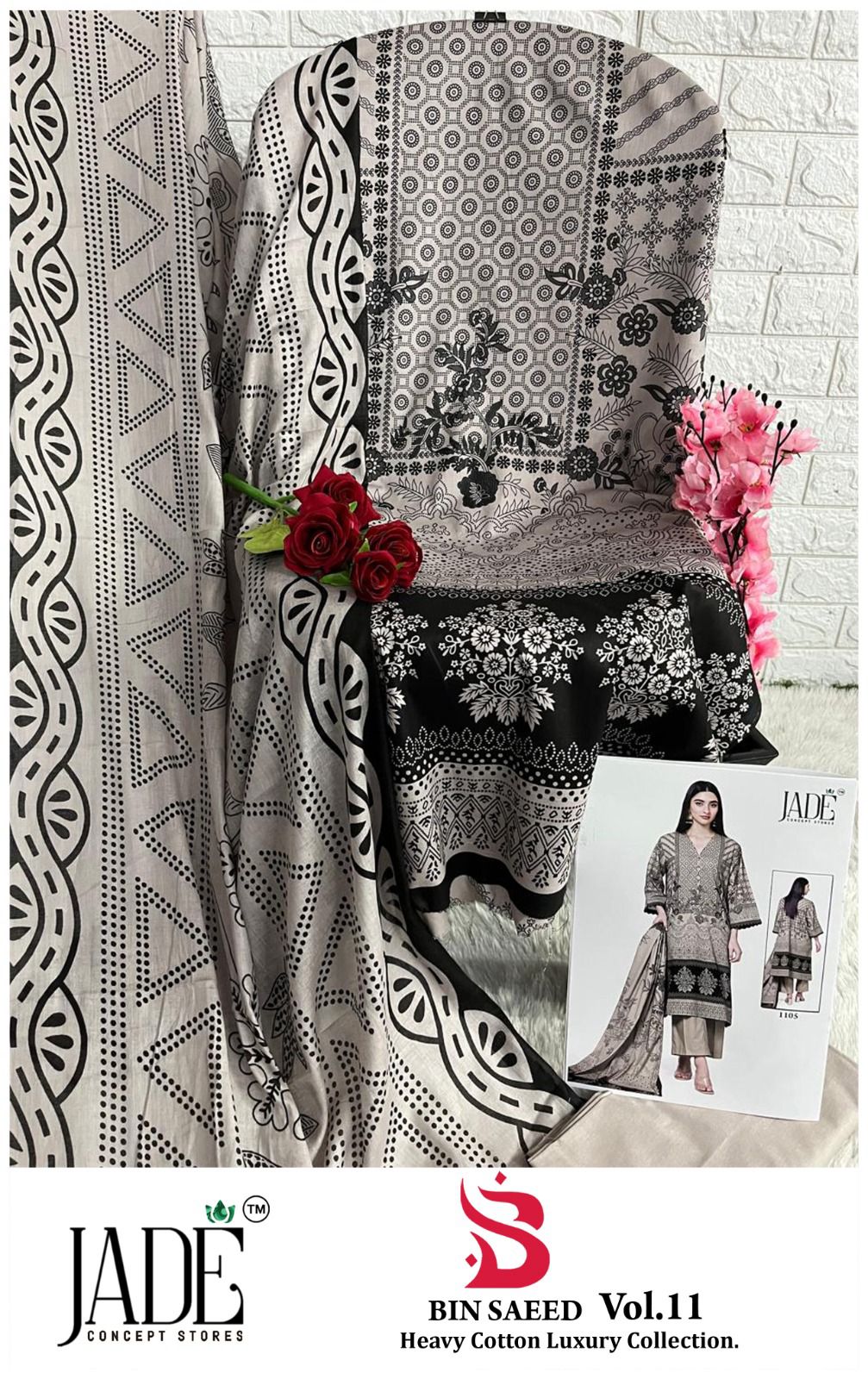 Bin Saeed Vol 11 Heavy Cotton Luxury Collection Jade Heavy Lawn Karachi Salwar Suits Wholesale