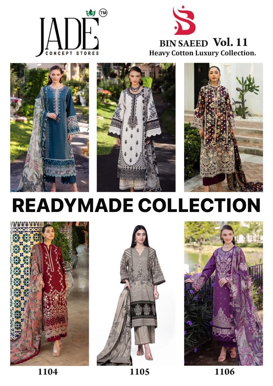 Bin Saeed Vol 11 Jade Lawn Cotton Karachi Readymade Suits Wholesale