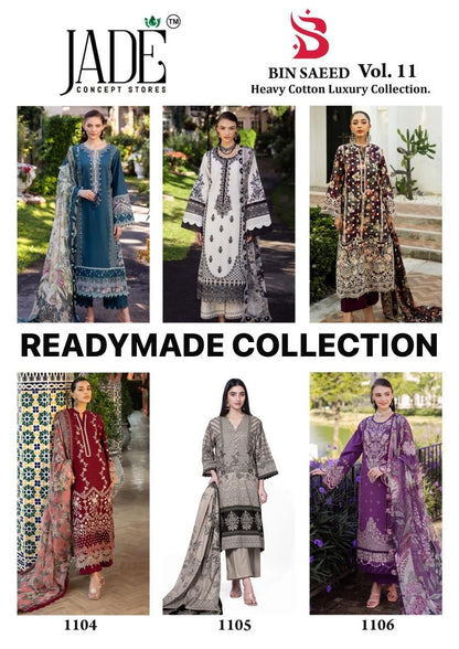 Bin Saeed Vol 11 Jade Lawn Cotton Karachi Readymade Suits Wholesale