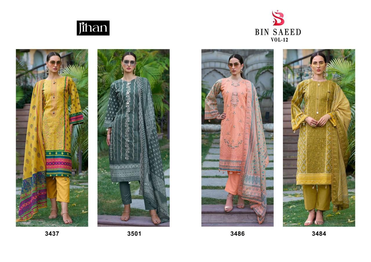 Bin Saeed Vol 12 Jihan Lawn Karachi Salwar Suits Wholesale