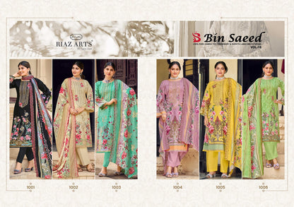 Bin Saeed Vol 15 Riaz Art Cotton Cambric Karachi Salwar Suits Wholesale