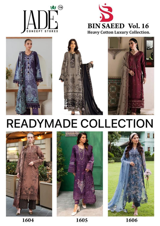 Bin Saeed Vol 16 Heavy Cotton Luxury Collection Jade Karachi Readymade Suits Exporter India