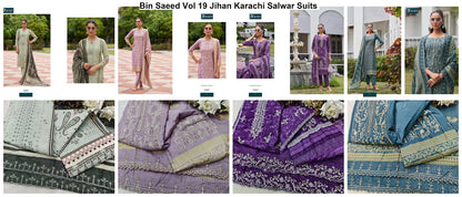 Bin Saeed Vol 19 Jihan Pure Lawn Karachi Salwar Suits Wholesale Price
