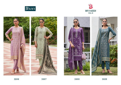 Bin Saeed Vol 19 Jihan Pure Lawn Karachi Salwar Suits Wholesale Price