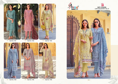 Bin Saeed Vol 19 Lawn Collection Shree Fabs Cotton Karachi Salwar Suits Supplier Gujarat