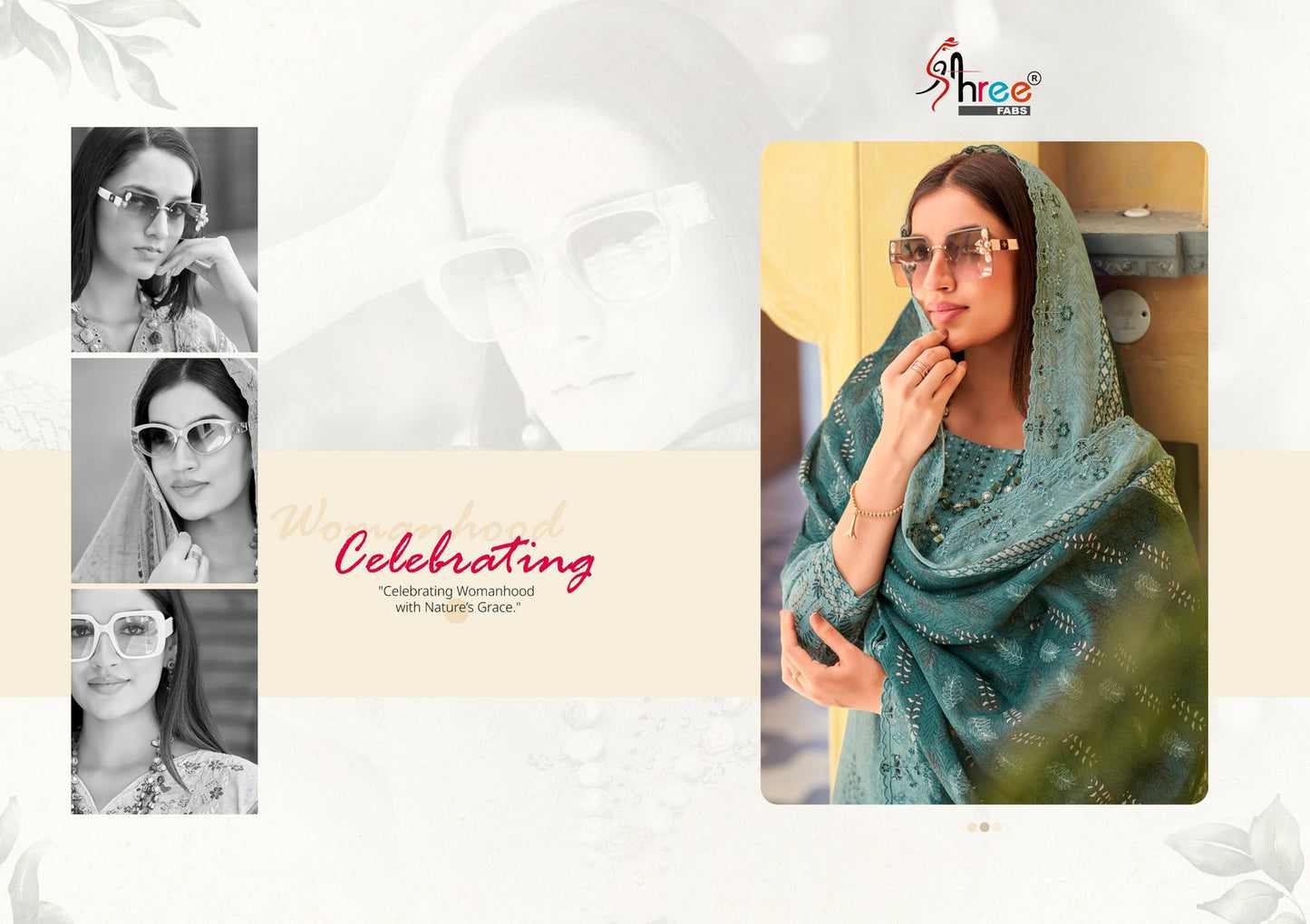 बिन सईद वॉल्यूम 19 लॉन कलेक्शन श्री फैब्स कॉटन कराची सलवार सूट सप्लायर गुजरात