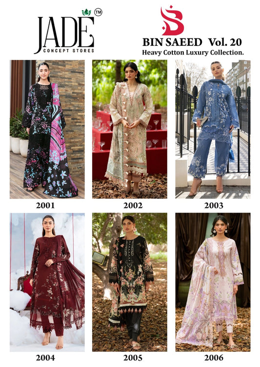 Bin Saeed Vol 20 Jade Mix Cotton Karachi Salwar Suits Manufacturer India