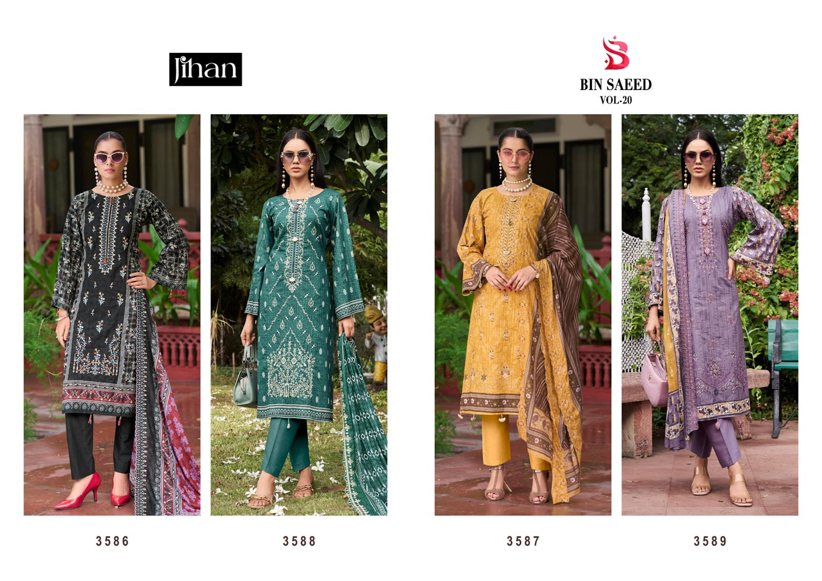 Bin Saeed Vol 20 Jihan Pure Lawn Karachi Salwar Suits Wholesaler India