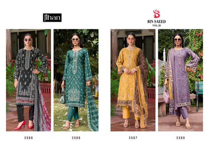 Bin Saeed Vol 20 Jihan Pure Lawn Karachi Salwar Suits Wholesaler India