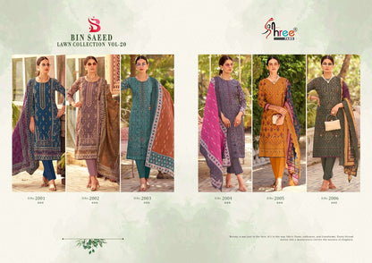 Bin Saeed Vol 20 Lawn Collection Shree Fabs Cotton Karachi Salwar Suits Wholesaler India