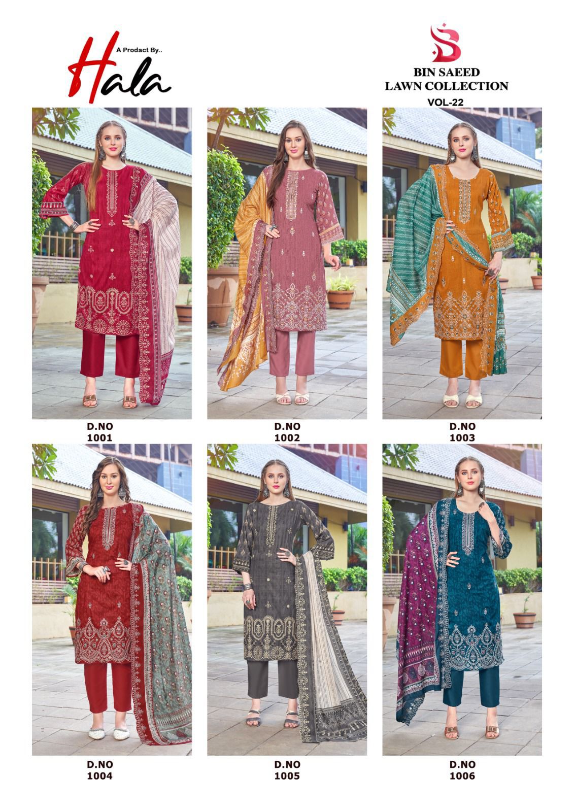 Bin Saeed Vol 22 Lawn Collection Hala Cotton Karachi Salwar Suits Wholesaler
