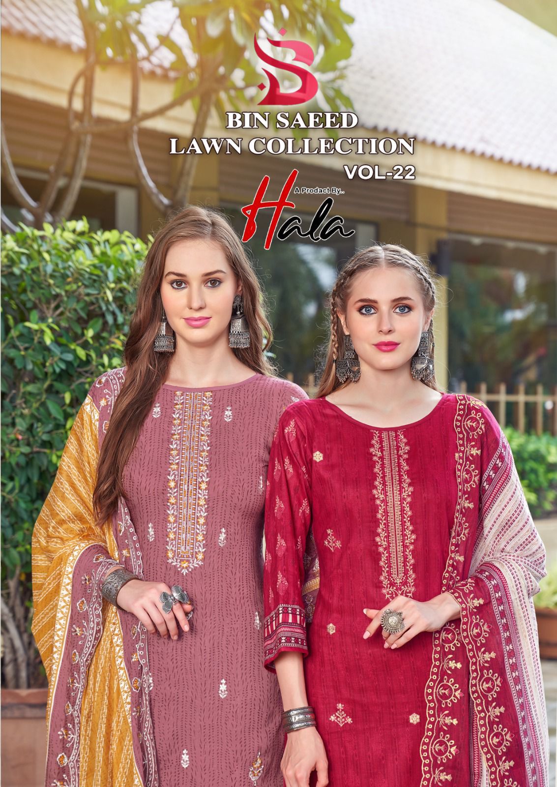 Bin Saeed Vol 22 Lawn Collection Hala Cotton Karachi Salwar Suits Wholesaler