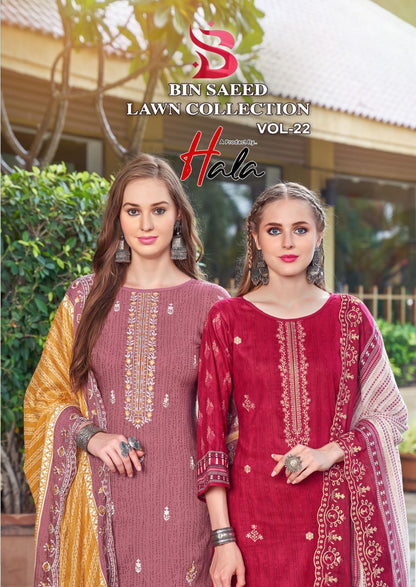 Bin Saeed Vol 22 Lawn Collection Hala Cotton Karachi Salwar Suits Wholesaler
