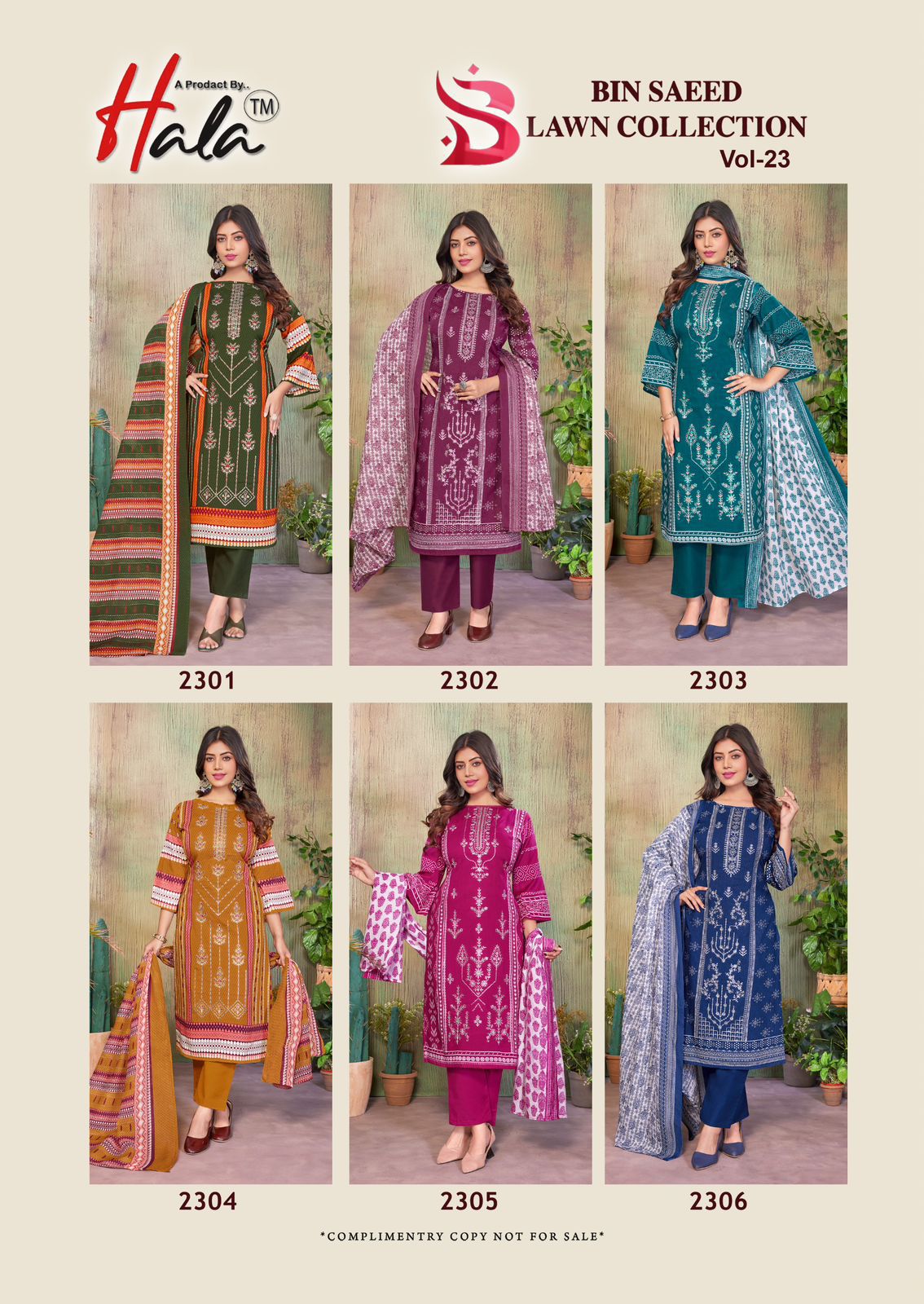 Bin Saeed Vol 23 Hala Mix Cotton Karachi Salwar Suits Wholesale Rate