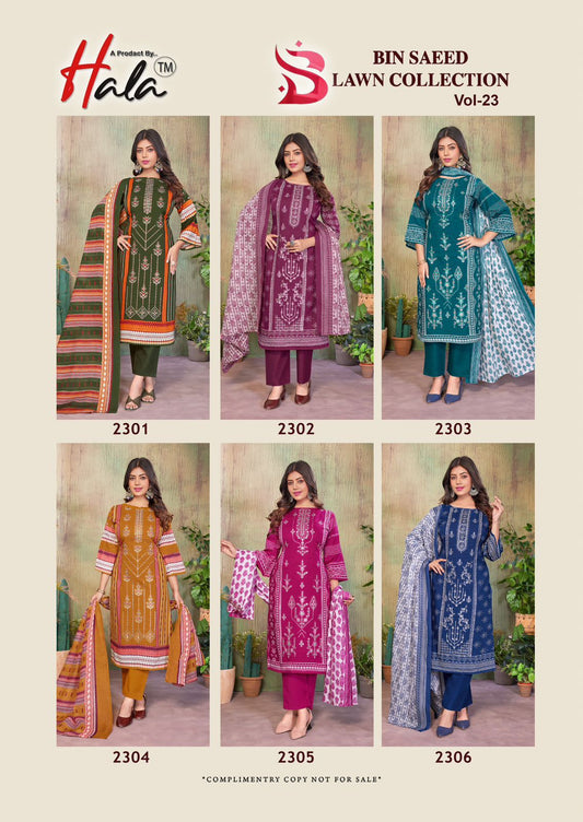 Bin Saeed Vol 23 Hala Mix Cotton Karachi Salwar Suits Wholesale Rate