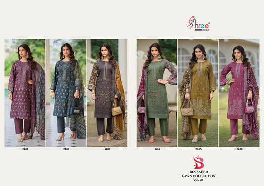 Bin Saeed Vol 24 Lawn Collection Shree Fabs Cotton Karachi Salwar Suits Supplier